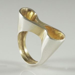 טבעת כסף וזהב בעיצוב 8