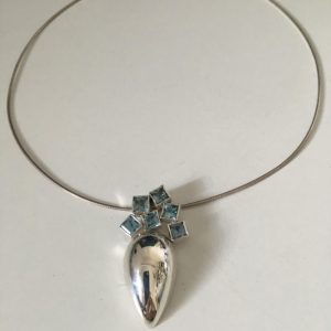 שרשרת כבל ותליון טיפה מכסף 925