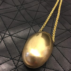 שרשרת ותליון אליפסה מכסף בציפוי זהב