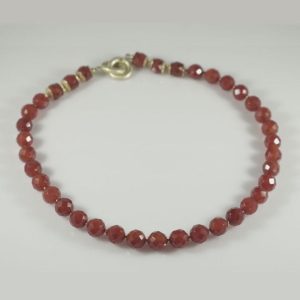 מחרוזת קרנליאן בשילוב זהב 14K